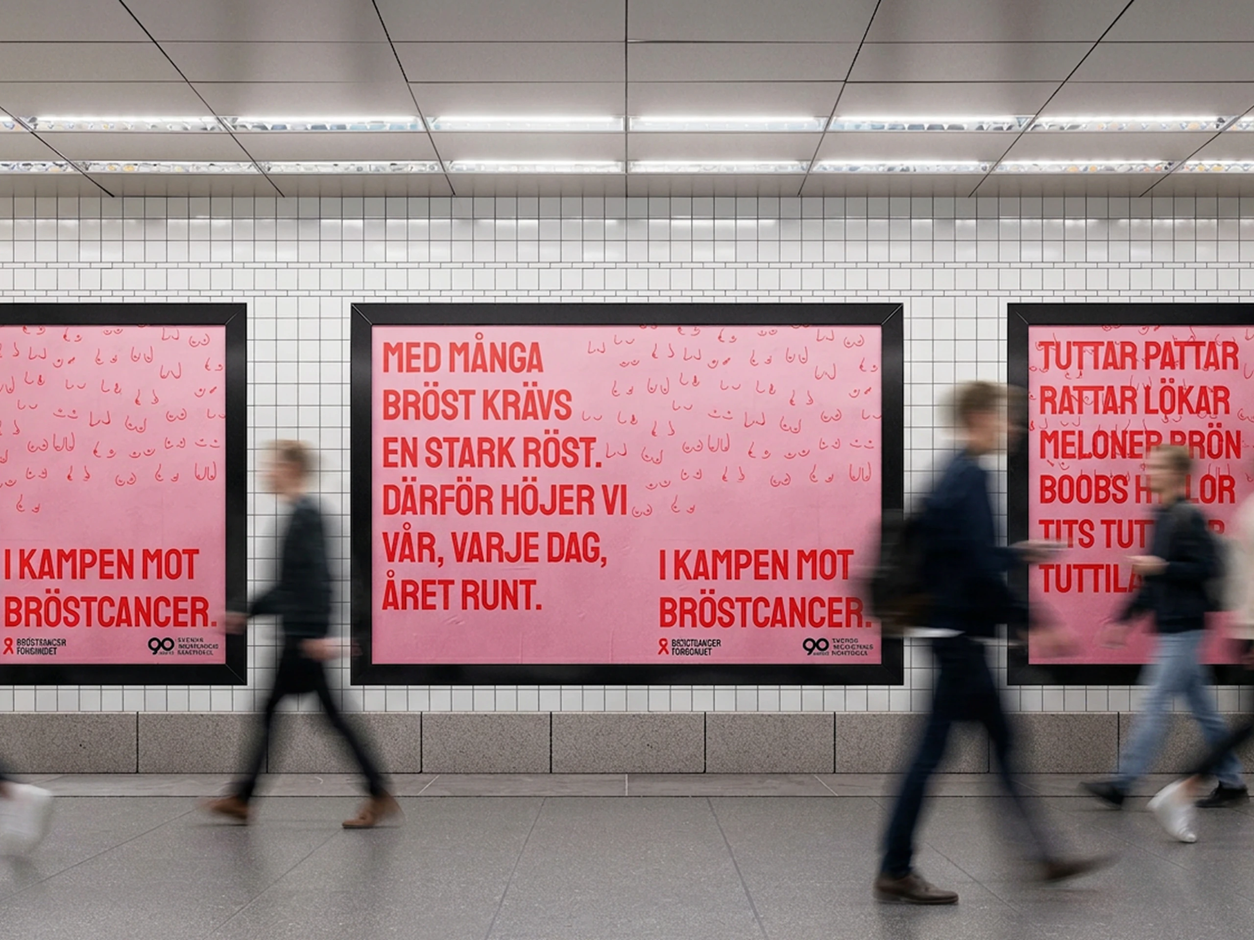 Bröstcancerförbundet — the new identity on outdoor billboards.